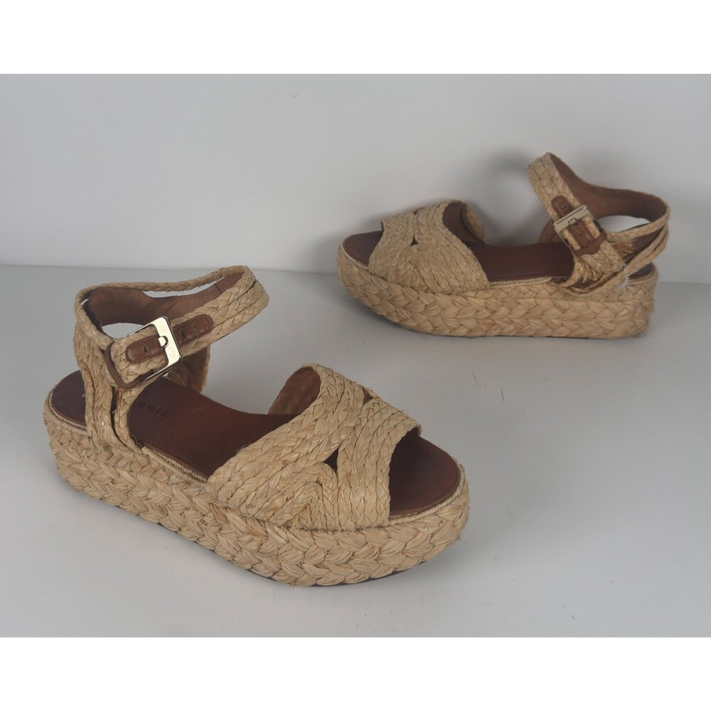 Robert Clergerie Aida Platform Raffia Straw Espadrilles Sandals US 8